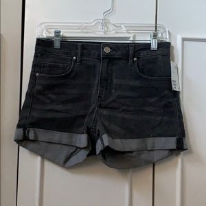 black jean shorts